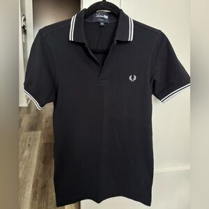 Fred Perry Men's Black Polo Shirt Slim Fit size XS